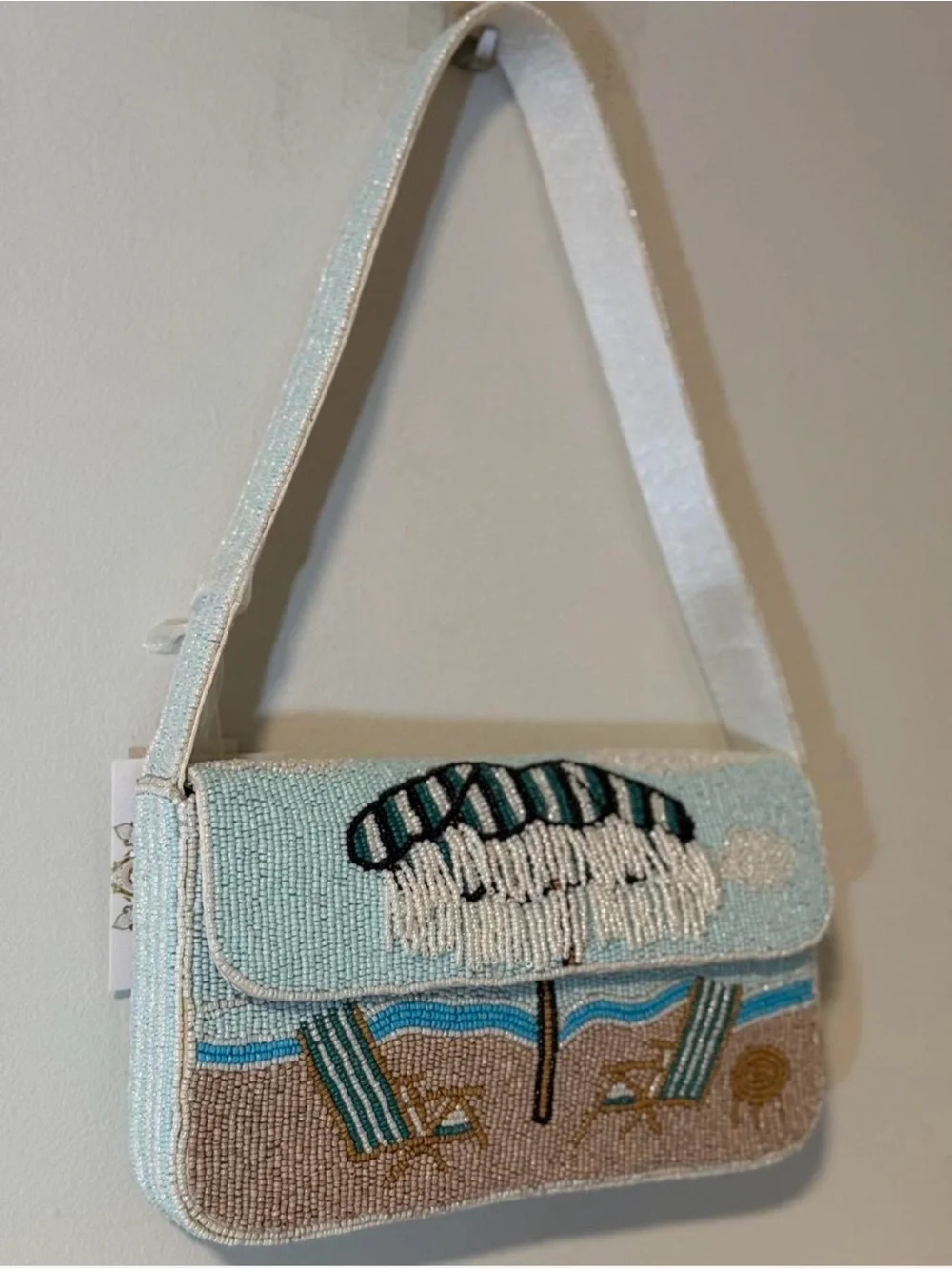 Beaded Beach Umbrella Shoulder Bag